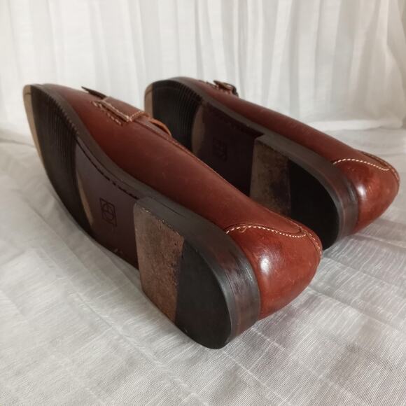 Cole Haan Leather Loafers Men SZ 11.5 Brown Slip On Dress Shoes Buckle Fringe main image 8